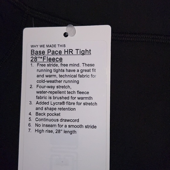 Base Pace HR Tight 28” Fleece - Picture 5 of 7